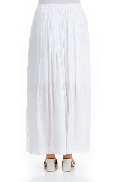 Flared White Linen Maxi Skirt 2
