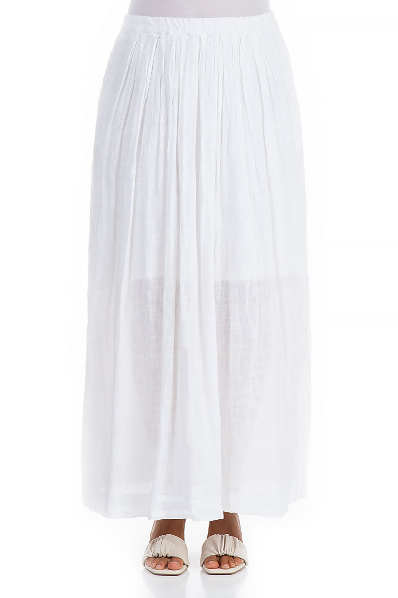 Flared White Linen Maxi Skirt 1