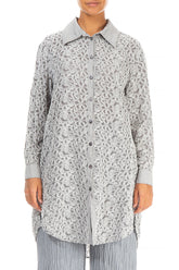 Floral Silver Silk Shirt 1