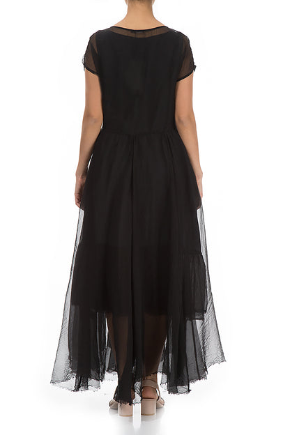 Flowy Black Silk Chiffon Dress 2