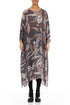 Loose Crinkled Leaves Print Silk Viscose Dress 1