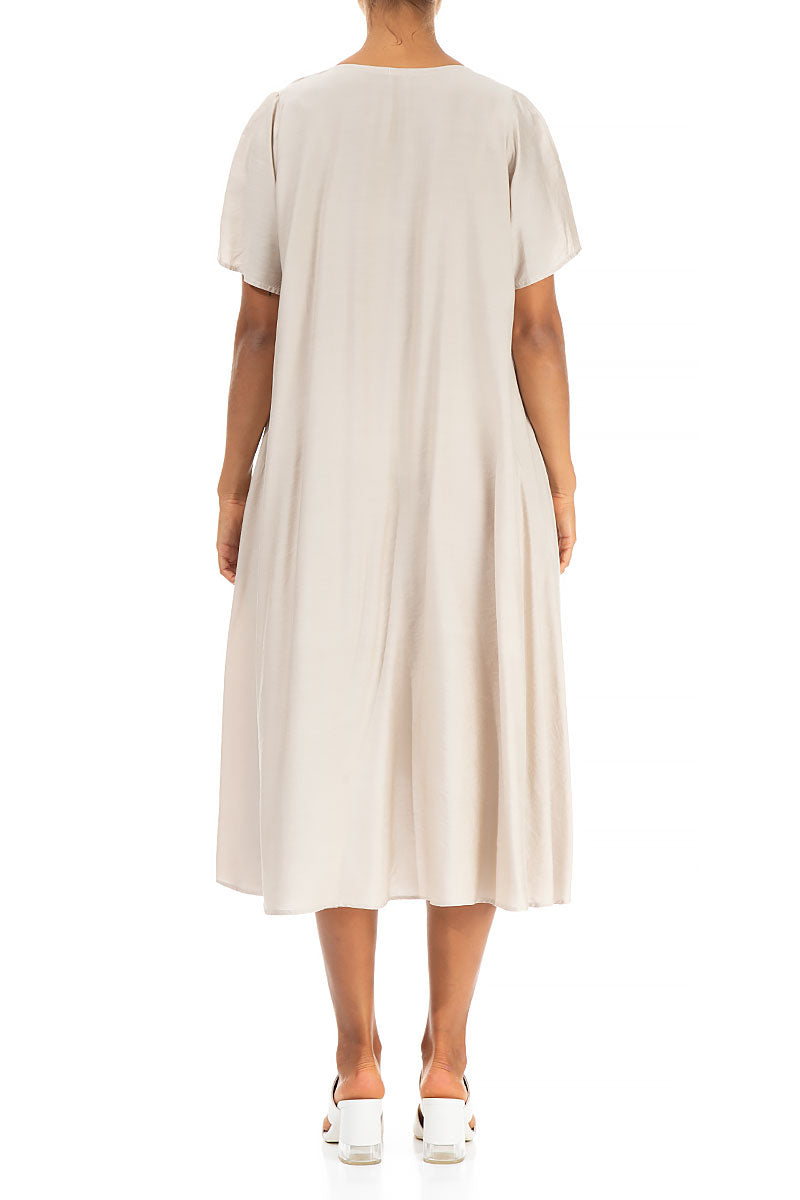 Flowy Sand Beige Silk Bamboo Dress 2