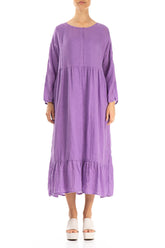 Frilled Lavender Gauze Linen Maxi Dress 2