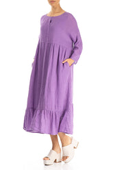 Frilled Lavender Gauze Linen Maxi Dress 5