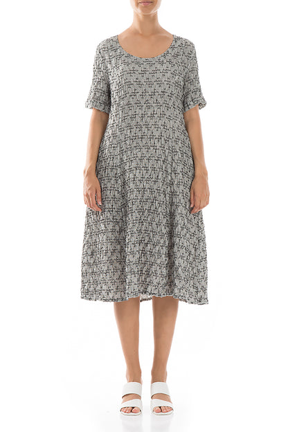 Geometric Texture Grey Linen Dress 1