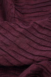High Neck Aubergine Crinkled Silk Linen Dress 5