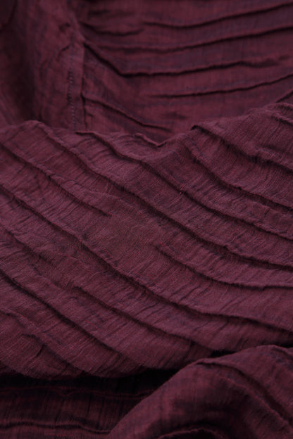 High Neck Aubergine Crinkled Silk Linen Dress 5