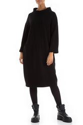 High Neck Black Jersey Cotton Dress 4