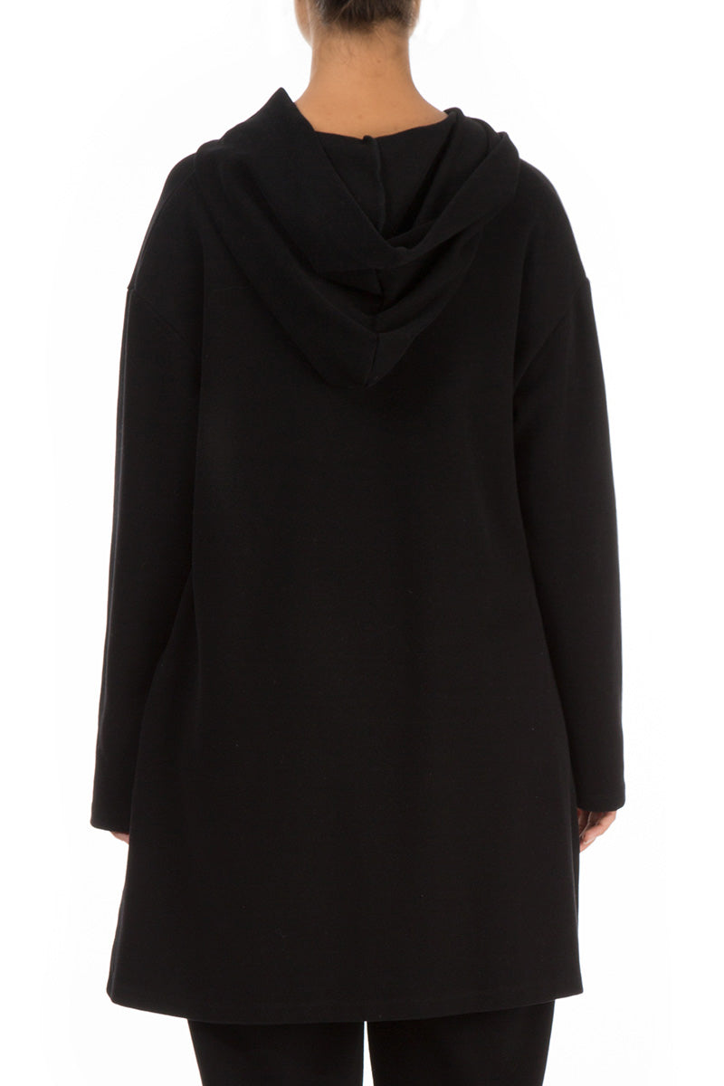 Black Cotton Jersey Hoodie 2