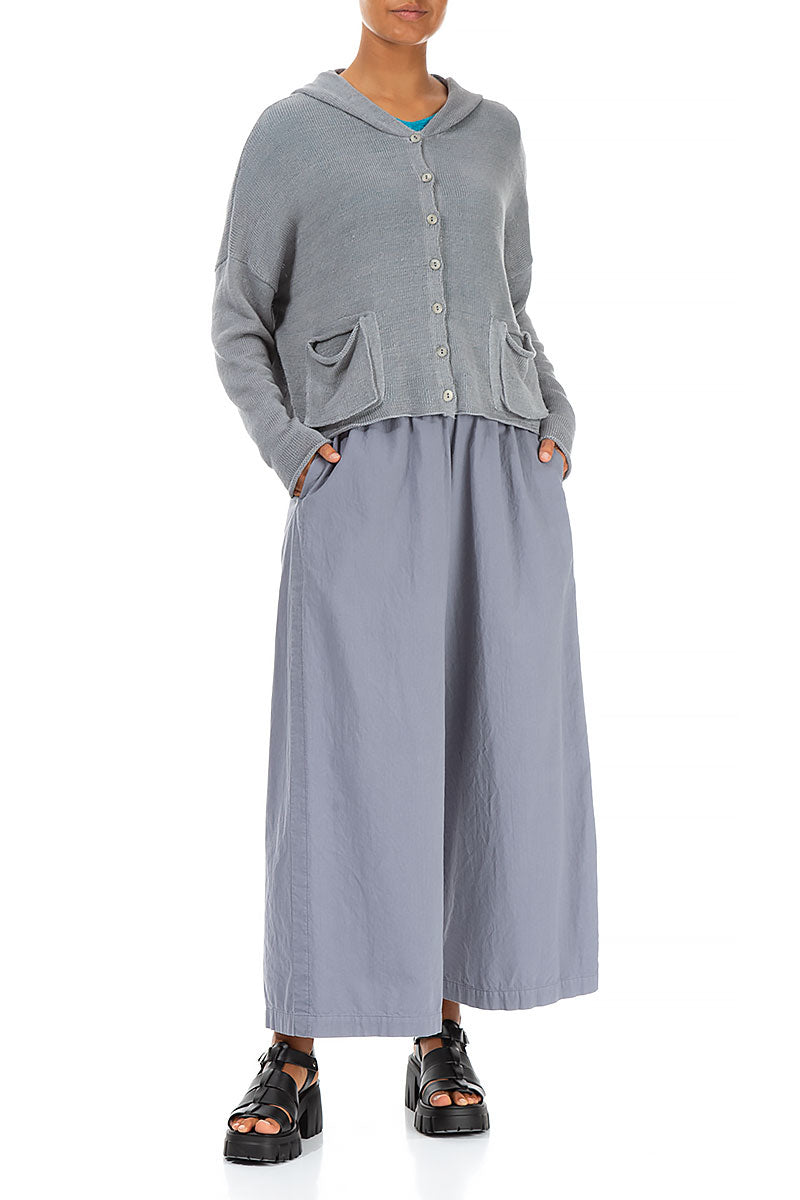 Hooded Boxy Grey Linen Cardigan 4