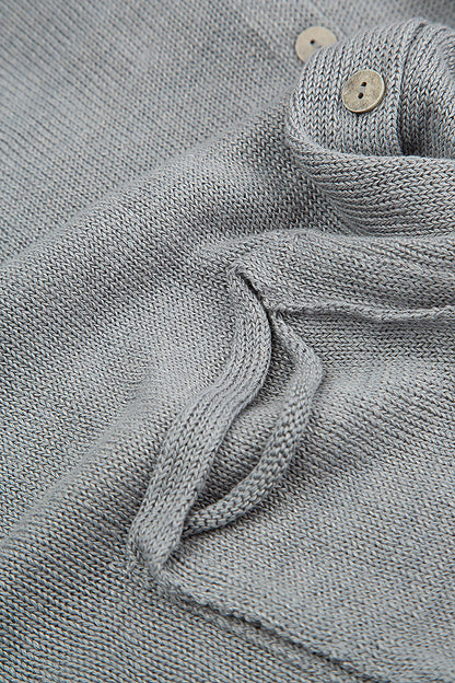 Hooded Boxy Grey Linen Cardigan 5