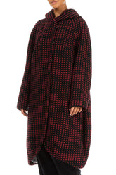 Hooded Dotty Red Wool Coat 3