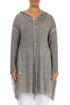 Hooded Washed Effect Grey Linen Cardigan 1