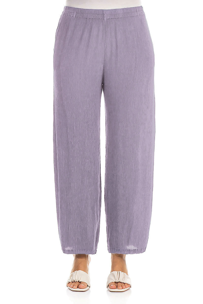Straight Cropped Lavender Silk Viscose Trousers 1