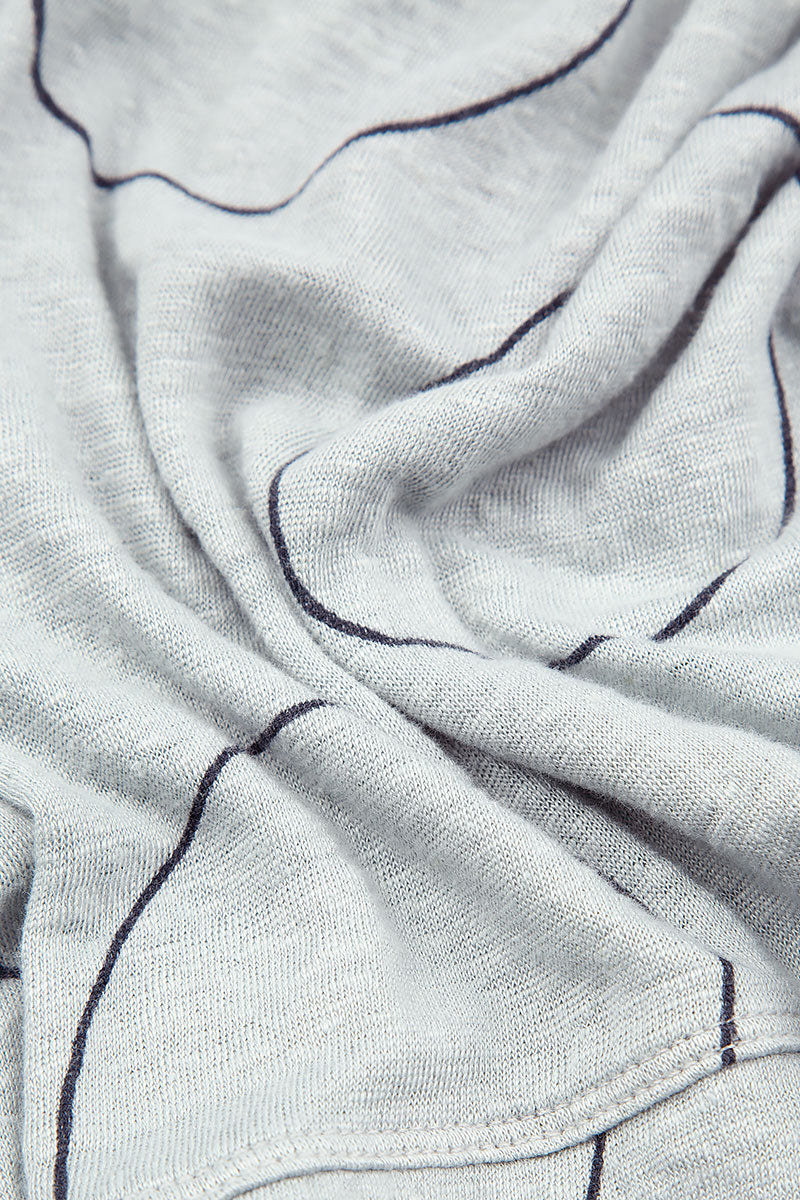 Layered Hem Cream Grey Bubbles Linen Blouse 5