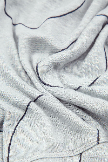 Layered Hem Cream Grey Bubbles Linen Blouse 5