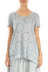 Layered Hem Cream Grey Bubbles Linen Blouse 1
