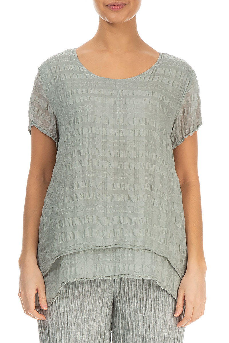 Layered Pistachio Light Silk Blouse 1