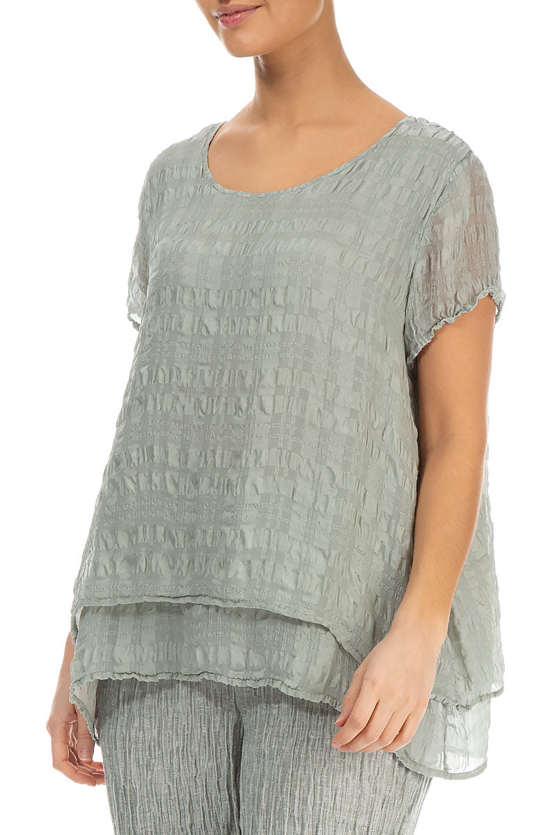 Layered Pistachio Light Silk Blouse 3