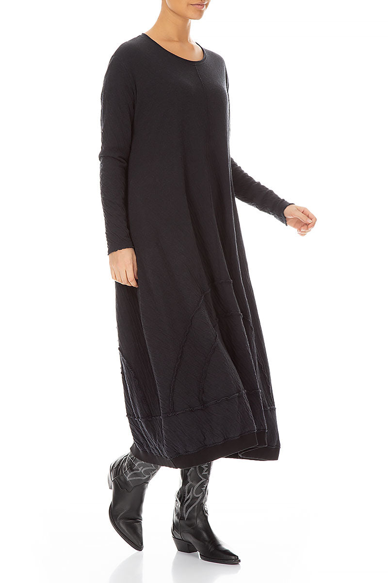Long Grey Wavy Cotton Dress 5