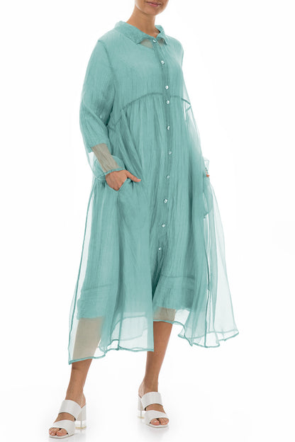 Long Mint Green Silk Chiffon Jacket 5