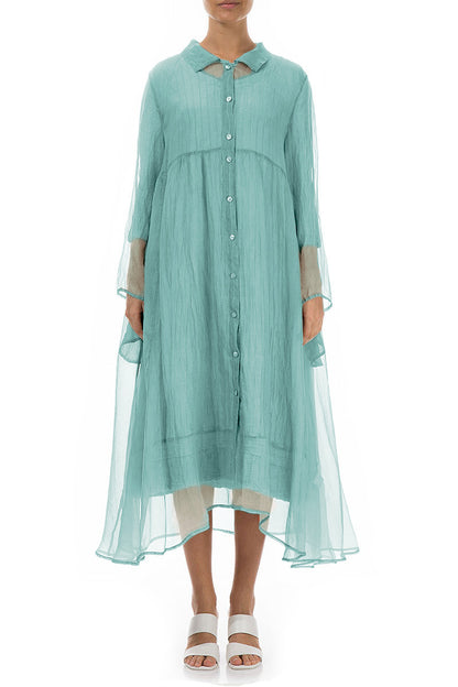 Long Mint Green Silk Chiffon Jacket 1