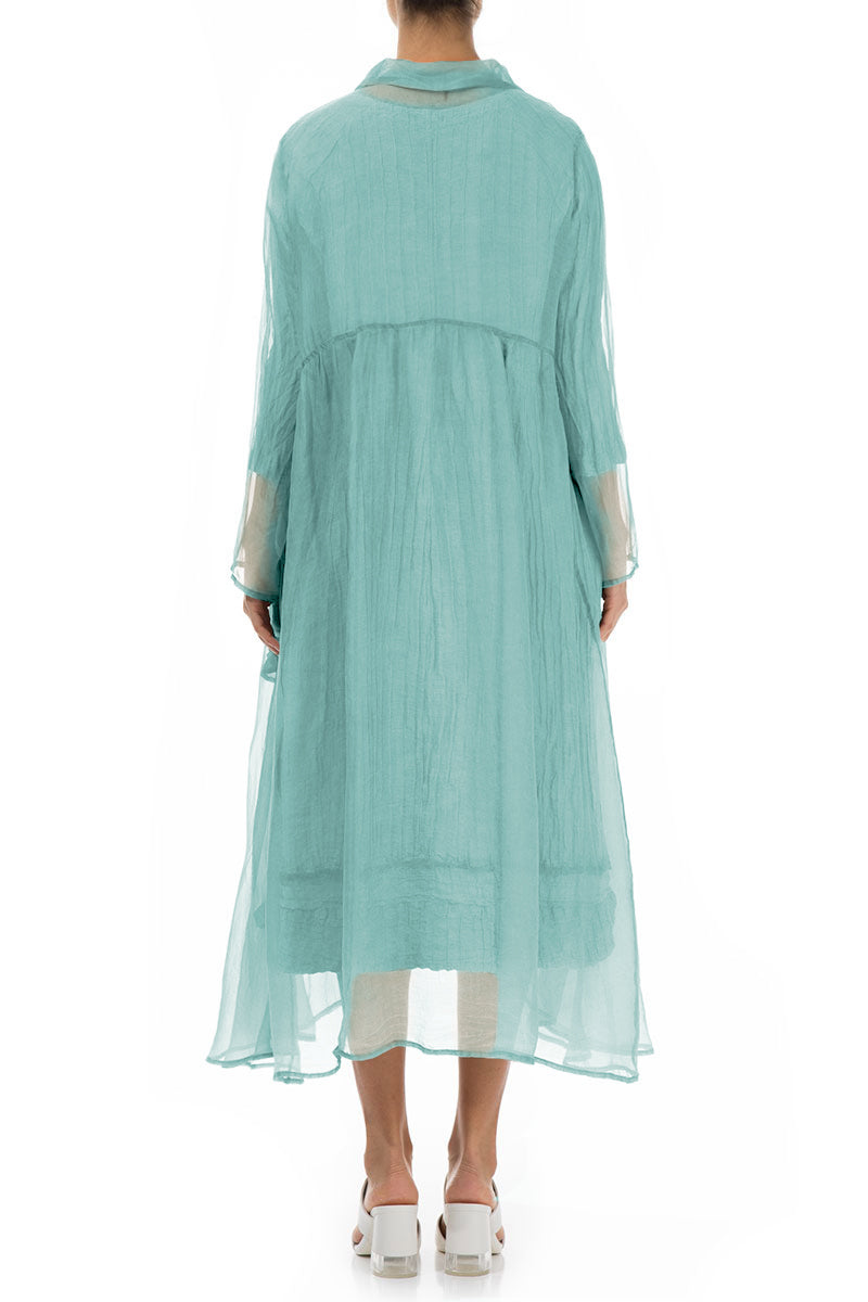 Long Mint Green Silk Chiffon Jacket 2