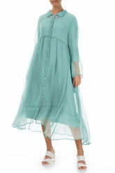 Long Mint Green Silk Chiffon Jacket 4
