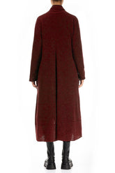 Long Open Maroon Wool Cardigan 2