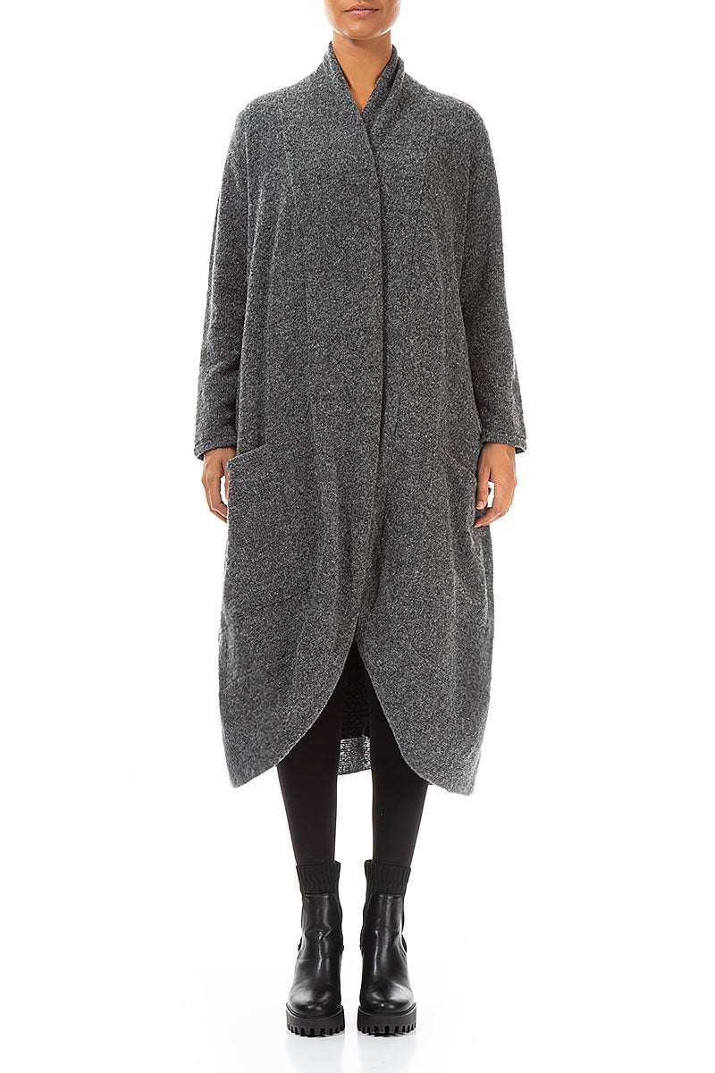 Long Open Grey Wool Cardigan 1