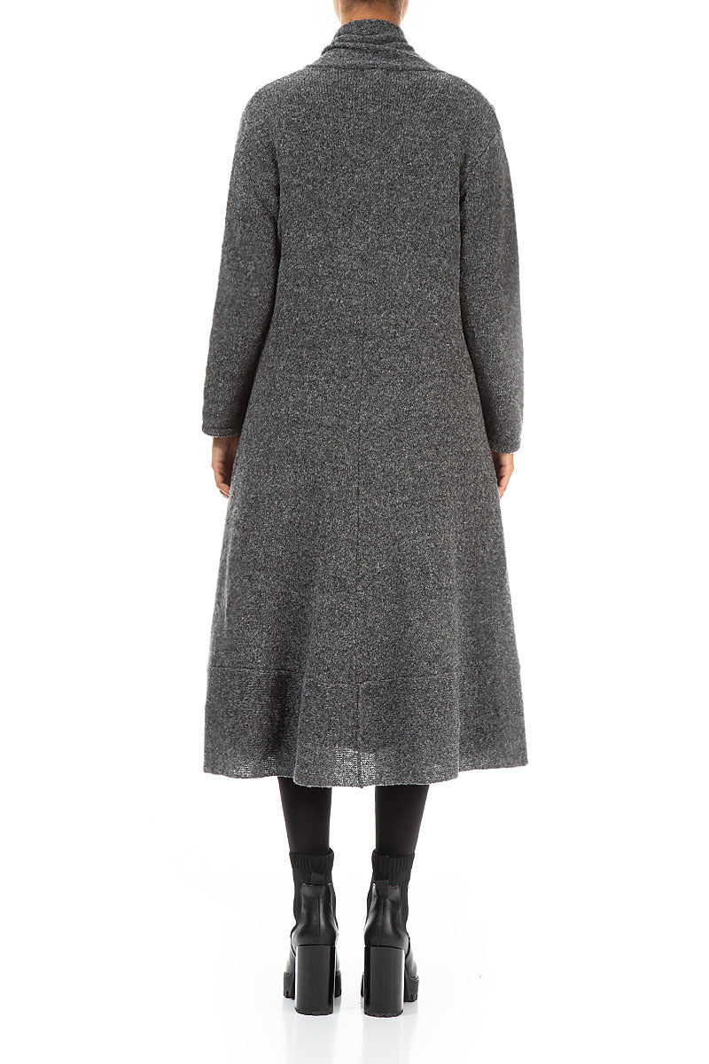 Long Open Grey Wool Cardigan 2