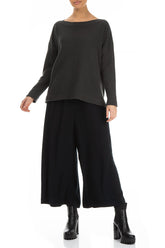 Boat Neck Dark Grey Wool Sweater 4