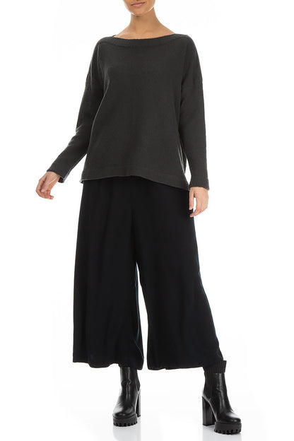 Boat Neck Dark Grey Wool Sweater 4