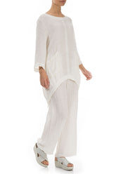Longer Back Crinkled Off White Silk Tunic 5