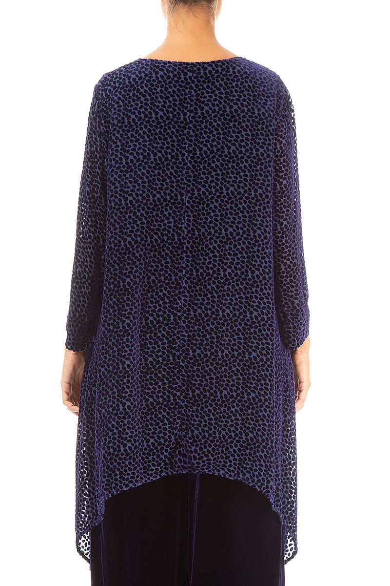 Longer Edge Devoré Dot Purple Silk Velvet Tunic 2