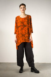 Longer Edges Circles Saffron Silk Bamboo Tunic 5