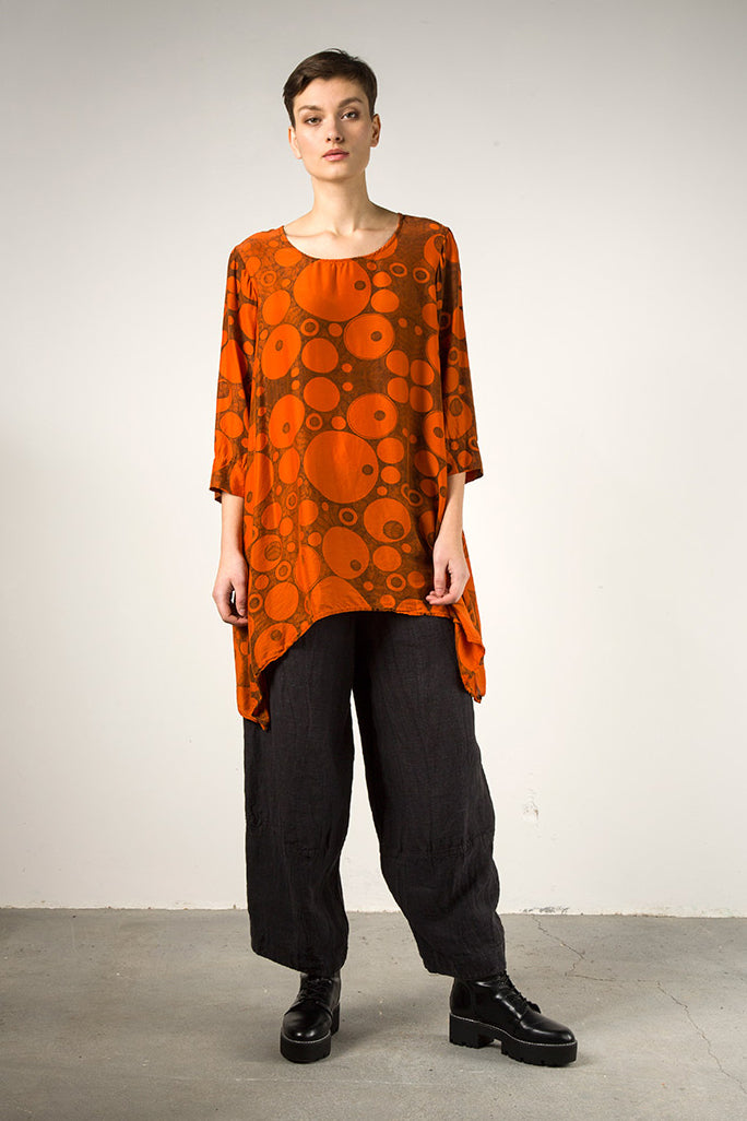 Longer Edges Circles Saffron Silk Bamboo Tunic 5