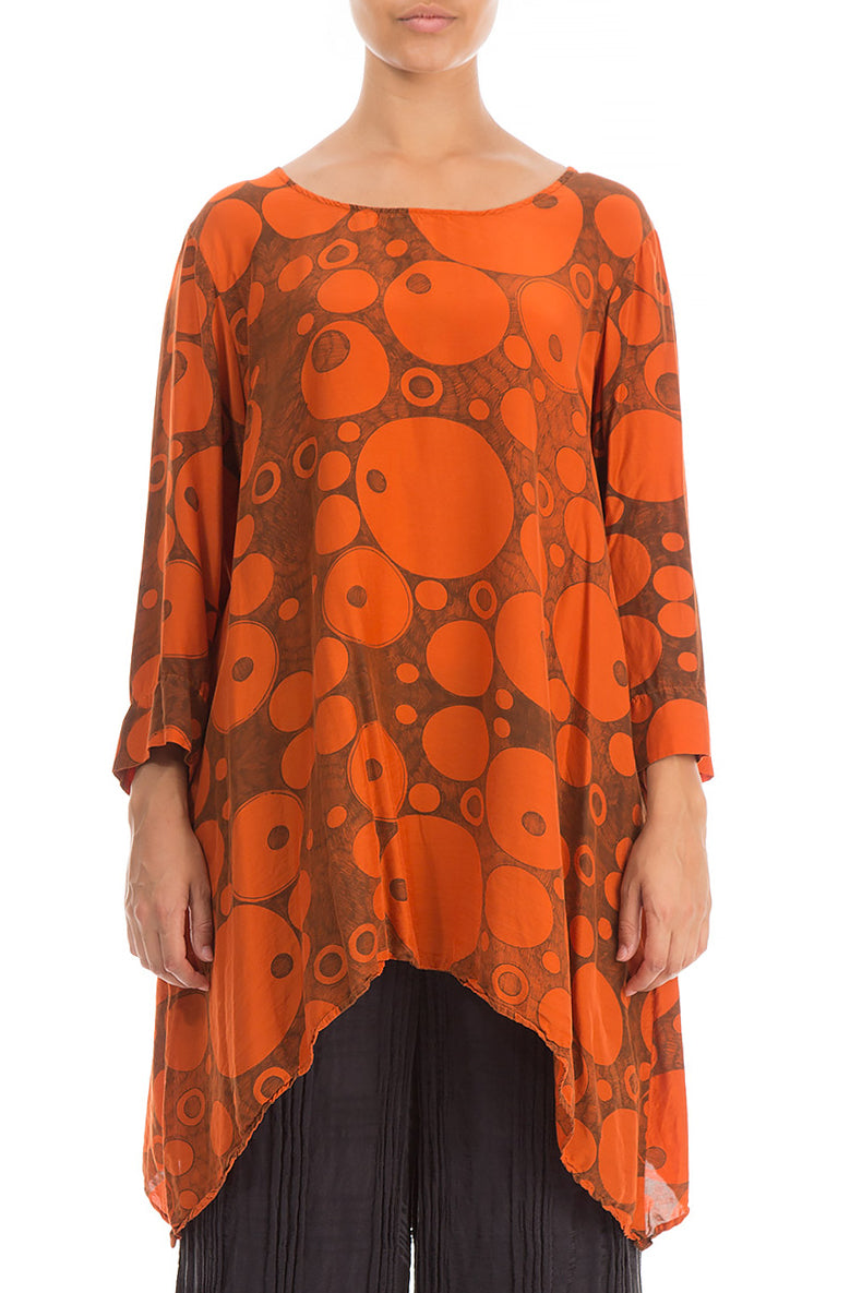 Longer Edges Circles Saffron Silk Bamboo Tunic 1