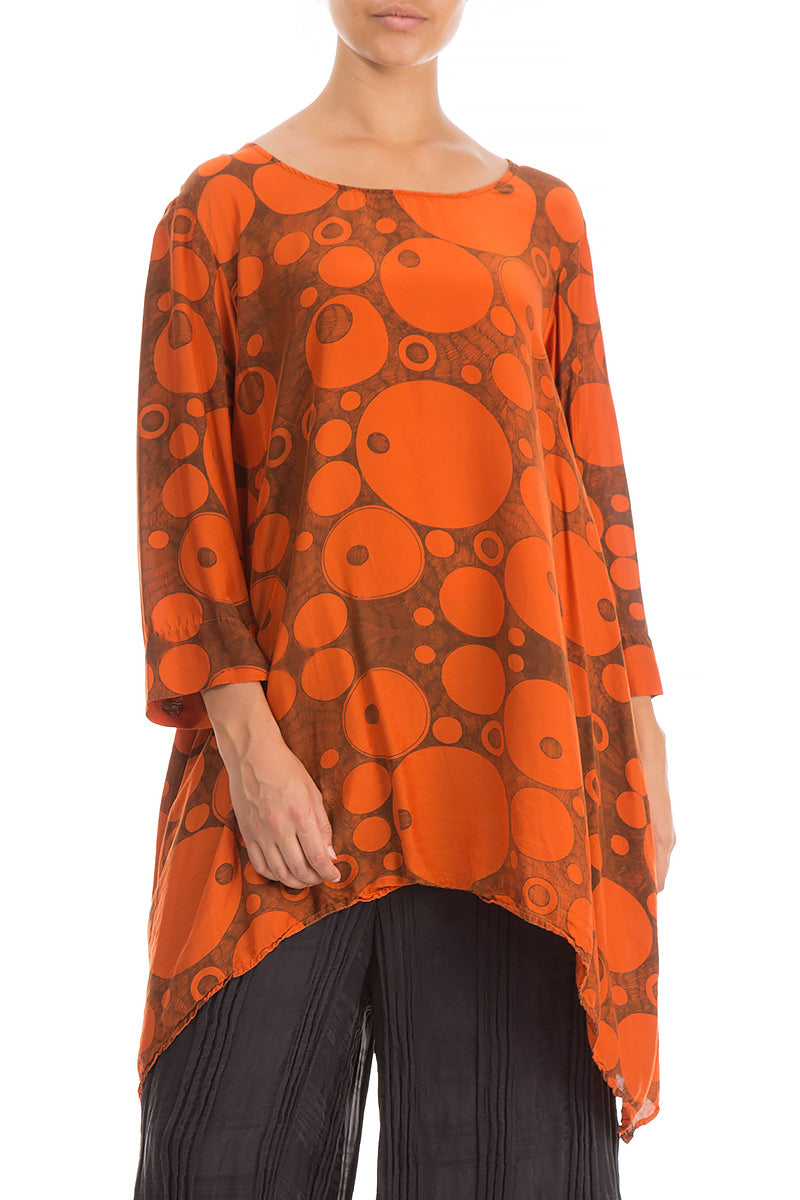 Longer Edges Circles Saffron Silk Bamboo Tunic 3