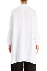 Longer Edges White Linen Popover Shirt 2