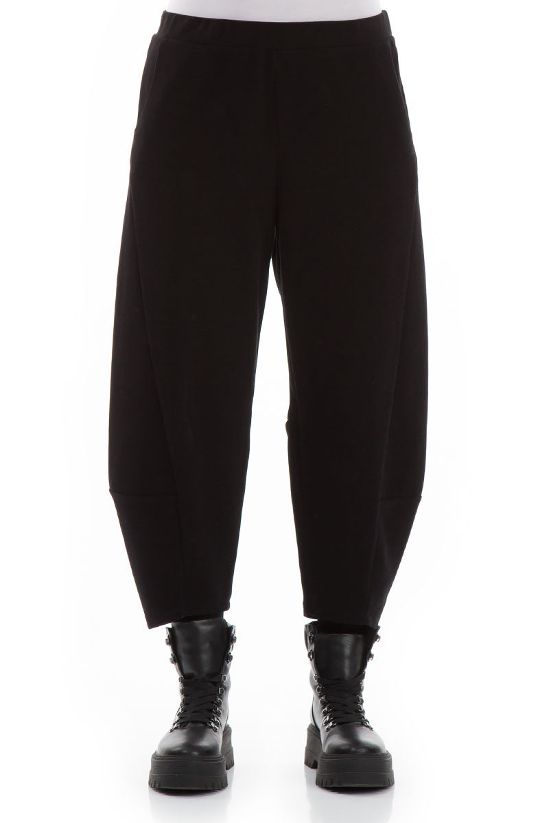Taper Black Cotton Jersey Trousers 1