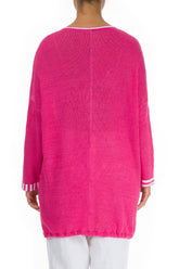 Loose Stripy White Pink Linen Jumper 2