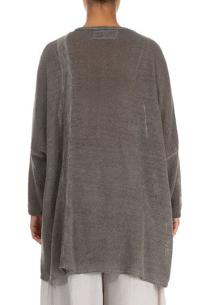 Loose Washed Effect Taupe Linen Jumper 2