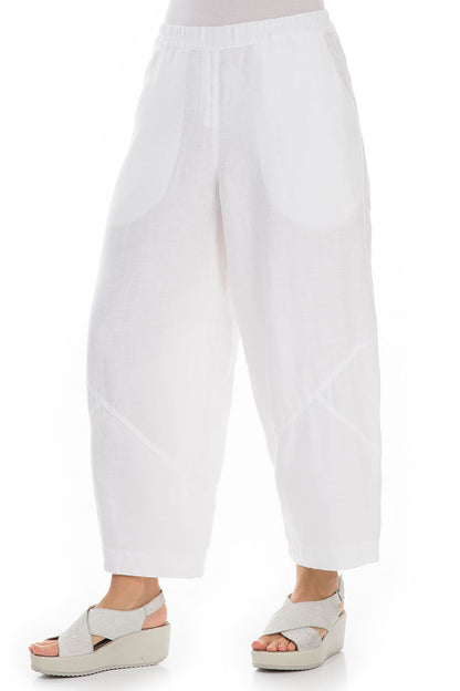 Loose Wider White Linen Trousers 3