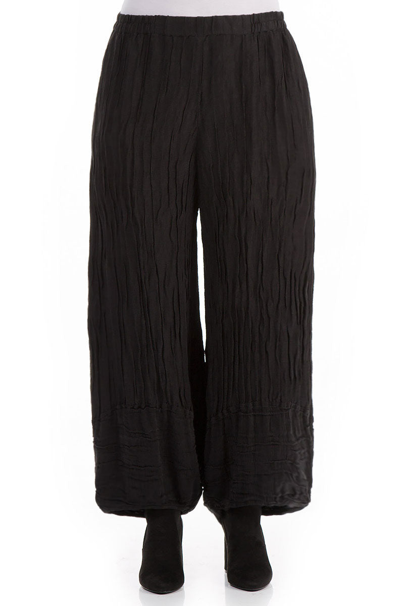 Loose Crinkled Black Trousers 1