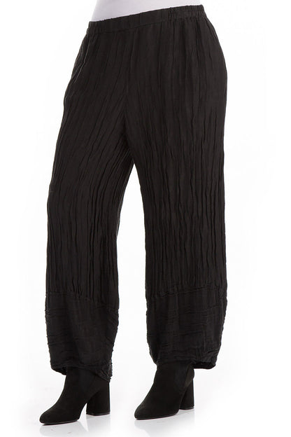 Loose Crinkled Black Trousers 3
