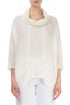 Cowl Neck Crinkled Off White Silk Blouse 1