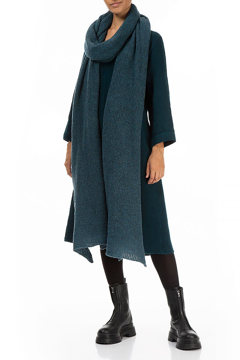 Extra Long Teal Soft Wool Scarf 2