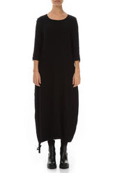 Maxi Balloon Black Wool Dress 1