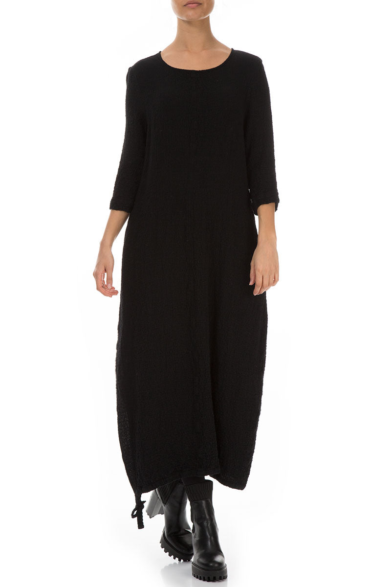 Maxi Balloon Black Wool Dress 4